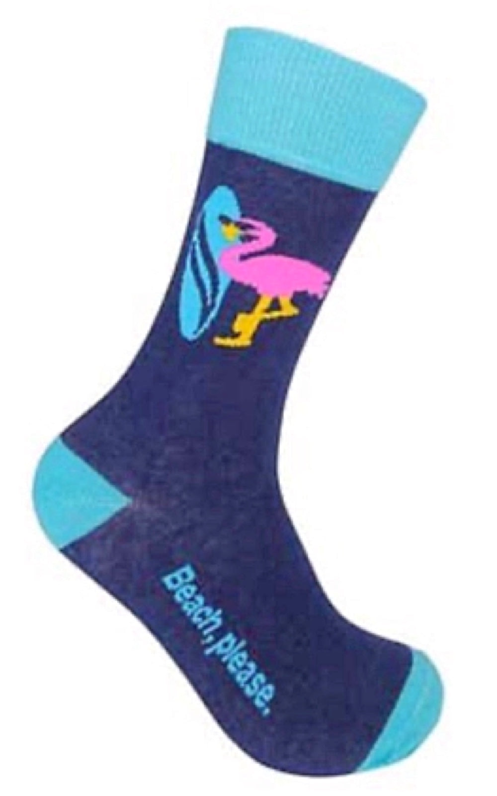 FUNATIC Unisex FLAMINGO/SURF BOARD ‘BEACH PLEASE’ Socks MADE IN THE USA! - Novelty Socks for Less