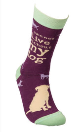 PRIMITIVES BY KATHY ‘I CANNOT LIVE WITHOUT MY DOG’Crew Socks UNISEX - Novelty Socks for Less