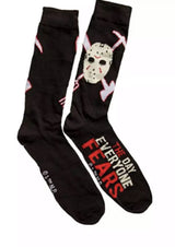 FRIDAY THE 13th Mens 2 Pair JASON VOORHEES Socks 'THE DAY EVERYONE FEARS' - Novelty Socks for Less