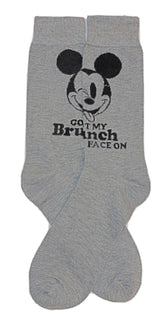 DISNEY MICKEY MOUSE Men’s 2 Pair Of Socks ‘GOT MY BRUNCH FACE ON’ - Novelty Socks for Less