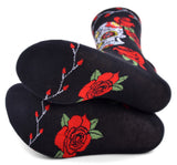 PARQUET BRAND Ladies SUGAR SKULL & ROSES 'DAY OF THE DEAD' - Novelty Socks for Less