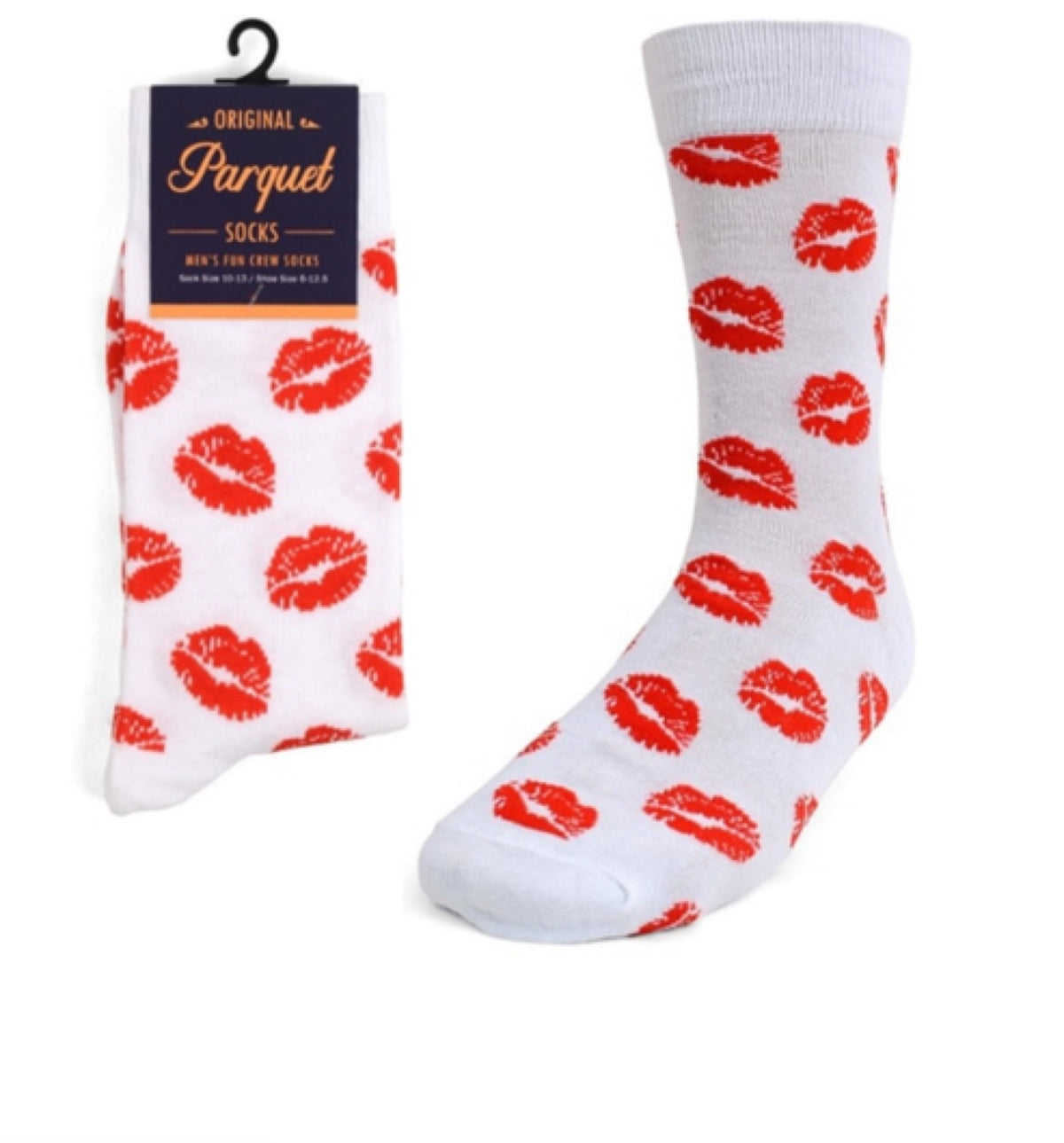 PARQUET BRAND Mens RED SEXY LIPS, KISSES Socks VALENTINE'S DAY (CHOOSE COLOR) - Novelty Socks for Less