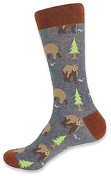 PARQUET Men's Gray with BROWN BEAR Socks - Novelty Socks for Less