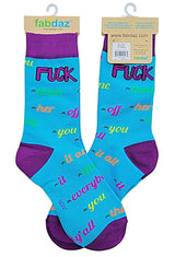 FABDAZ Brand Ladies FUCK EVERYTHING Socks - Novelty Socks for Less