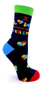 FABDAZ Brand Ladies I LOVE SOMEONE WITH AUTISM Socks - Novelty Socks for Less