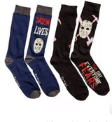 FRIDAY THE 13th Mens 2 Pair JASON VOORHEES Socks 'THE DAY EVERYONE FEARS' - Novelty Socks for Less