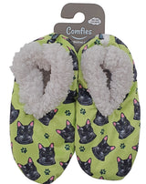 COMFIES BRAND Ladies BLACK CAT Non-Skid SLIPPERS - Novelty Socks for Less