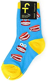 FOOT TRAFFIC Brand Kids CHATTY TEETH Socks Shoe Size 12-5 - Novelty Socks for Less