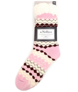 NOLLIA BRAND Ladies Pink Winter Theme Non-Skid Sherpa Slipper Socks - Novelty Socks for Less