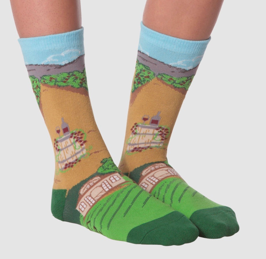 K. BELL Ladies VINEYARD/WINERY Socks MADE IN USA - Novelty Socks for Less