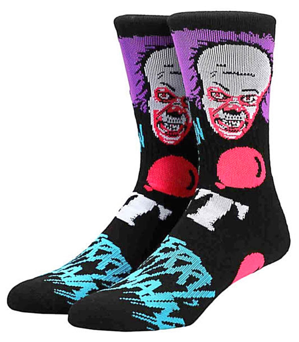 IT THE MOVIE MEN’S CLASSIC BLACK LIGHT SOCKS BIOWORLD BRAND - Novelty Socks for Less