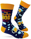 FABDAZ BRAND MEN’S BEER SOCKS ‘BUILDING MY DAD BOD ONE BEER AT A TIME’ - Novelty Socks for Less