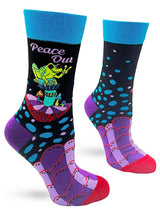FABDAZ BRAND LADIES FROG SOCKS ‘PEACE OUT’ - Novelty Socks for Less