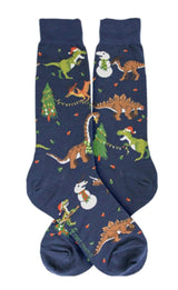 FOOT TRAFFIC Brand Mens CHRISTMAS DINOSAURS Socks 'TREE REX' - Novelty Socks for Less