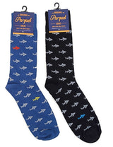 Parquet Brand Men’s SHARKS SOCKS (CHOOSE COLOR BLUE OR BLACK) - Novelty Socks for Less