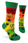 FABDAZ BRAND LADIES MARIJUANA SOCKS ‘INHALE THE GOOD SHIT EXHALE THE BAD SHIT’ - Novelty Socks for Less