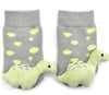 BOOGIE TOES Unisex Baby DINOSAUR RATTLE GRIPPER BOTTOM SOCKS By PIERO LIVENTI - Novelty Socks for Less