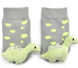 BOOGIE TOES Unisex Baby DINOSAUR RATTLE GRIPPER BOTTOM SOCKS By PIERO LIVENTI - Novelty Socks for Less