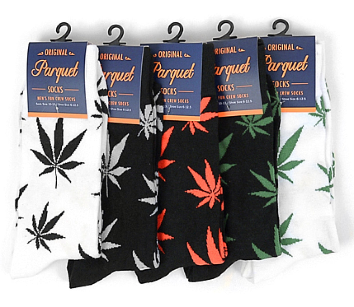 PARQUET BRAND Men's MARIJUANA POT LEAF WEED Socks (CHOOSE COLOR) - Novelty Socks for Less