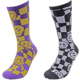 PARQUET Brand Men’s CHECKERBOARD SMILEY FACE Socks (CHOOSE COLOR) - Novelty Socks for Less