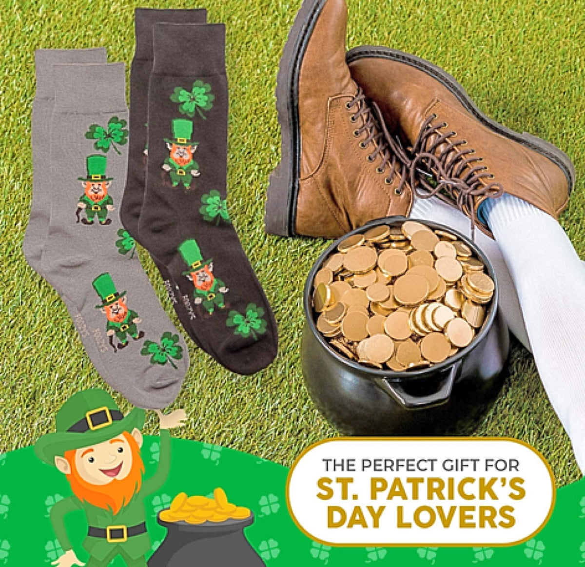 FOOZYS Brand Men’s SAINT PATRICKS DAY 2 Pair Of Socks - Novelty Socks for Less