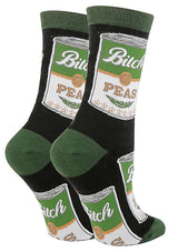 OOOH YEAH Brand Ladies CAN OF PEAS Socks ‘BITCH PEAS’ - Novelty Socks for Less