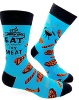 FABDAZ BRAND MEN’S GRILLED MEAT SOCKS ‘EAT MY MEAT’ - Novelty Socks for Less