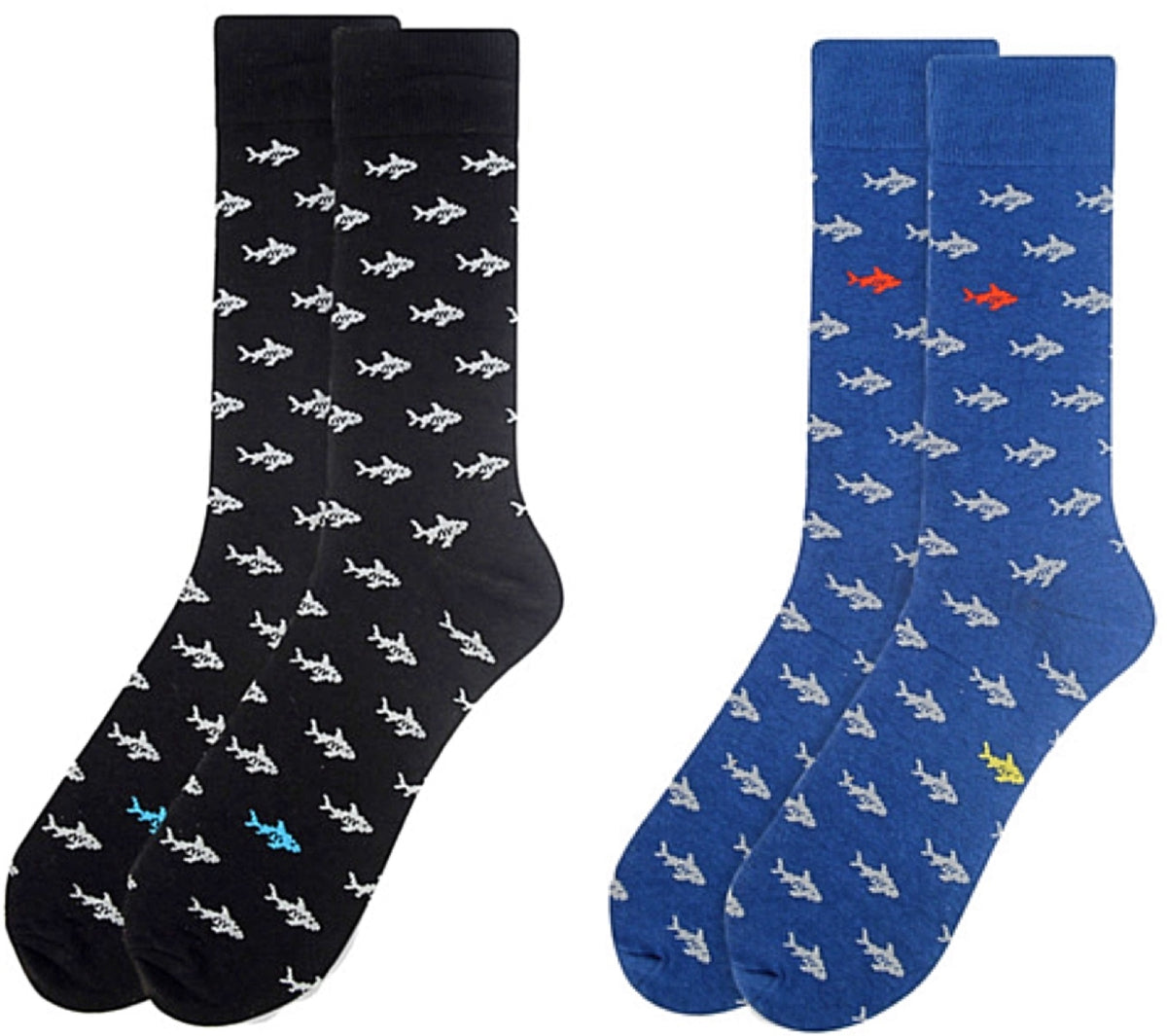 Parquet Brand Men’s SHARKS SOCKS (CHOOSE COLOR BLUE OR BLACK) - Novelty Socks for Less