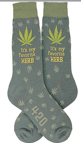 FOOT TRAFFIC Brand Mens MARIJUANA 420 Socks ‘IT’S MY FAVORITE HERB’ - Novelty Socks for Less