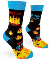 FABDAZ BRAND LADIES ‘MY LAST FUCK’ SOCKS 'OH LOOK IT'S ON FIRE' - Novelty Socks for Less