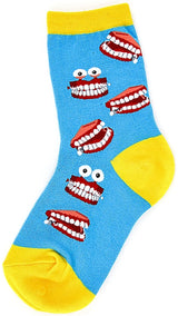 FOOT TRAFFIC Brand Kids CHATTY TEETH Socks Shoe Size 12-5 - Novelty Socks for Less