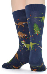 FOOT TRAFFIC Brand Mens CHRISTMAS DINOSAURS Socks 'TREE REX' - Novelty Socks for Less