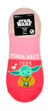 STAR WARS Ladies MOTHER’S DAY 2 Pair Liner Socks ‘YODA BEST MOM’ - Novelty Socks for Less
