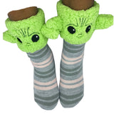 DISNEY STAR WARS BABY YODA LADIES 3-D SHERPA LINED GRIPPER BOTTOM SLIPPER SOCKS - Novelty Socks for Less