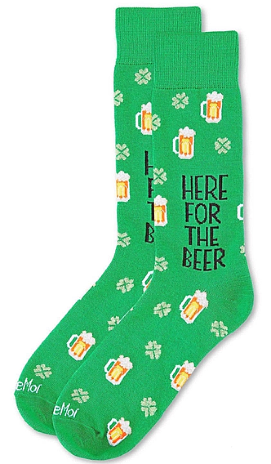 MeMoi BRAND MEN’S ST. PATRICKS DAY SOCKS ‘HERE FOR THE BEER’ - Novelty Socks for Less