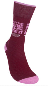 FUNATIC Brand Unisex Socks ‘WELL BUTTER MY BUNS & CALL ME A BISCUIT’ - Novelty Socks for Less