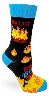 FABDAZ BRAND LADIES ‘MY LAST FUCK’ SOCKS 'OH LOOK IT'S ON FIRE' - Novelty Socks for Less