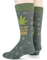 FOOT TRAFFIC Brand Mens MARIJUANA 420 Socks ‘IT’S MY FAVORITE HERB’ - Novelty Socks for Less