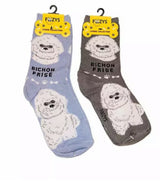 FOOZYS BRAND Ladies 2 Pair BICHON FRISE Socks - Novelty Socks for Less