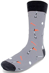 PARQUET Brand Men’s GOLF Socks GOLF BALLS & CLUBS (CHOOSE COLOR GRAY OR BLACK) - Novelty Socks for Less