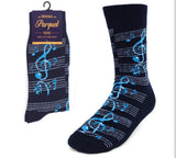 PARQUET Brand Men’s BLACK MUSICAL NOTES Socks - Novelty Socks for Less