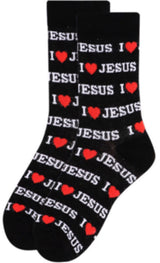 PARQUET Brand Ladies ‘I LOVE JESUS’ Socks(CHOOSE COLOR WHITE OR BLACK) - Novelty Socks for Less
