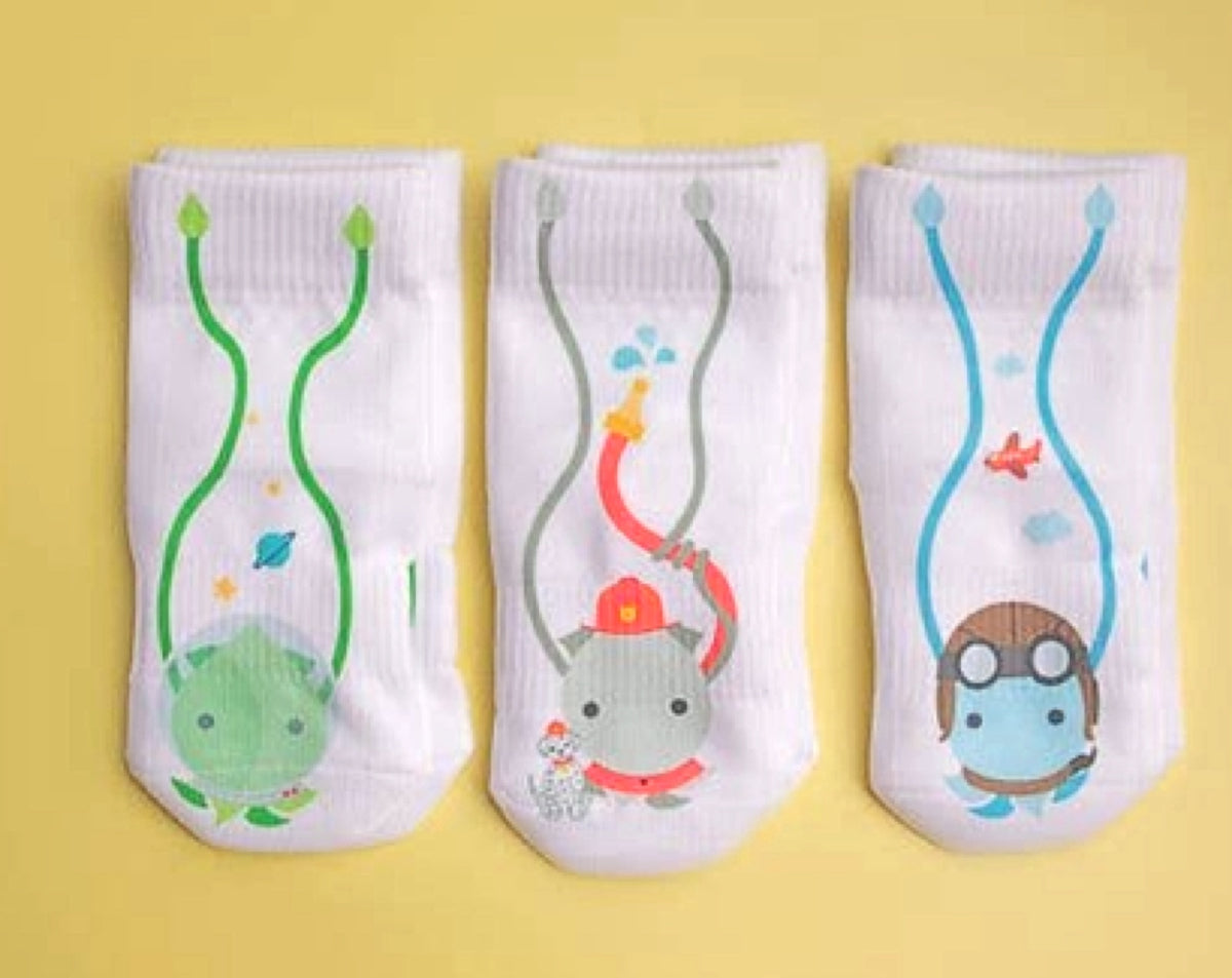 SQUID SOCKS Brand Unisex INFANT/TODDLER 3 Pair Of STAY ON Socks ‘CALEB COLLECTION’ - Novelty Socks for Less