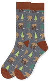 PARQUET Men's Gray with BROWN BEAR Socks - Novelty Socks for Less
