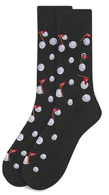PARQUET Brand Men’s GOLF Socks GOLF BALLS & CLUBS (CHOOSE COLOR GRAY OR BLACK) - Novelty Socks for Less