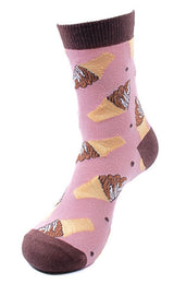 PARQUET Brand Ladies CHOCOLATE VANILLA SWIRL ICE CREAM CONE Socks - Novelty Socks for Less