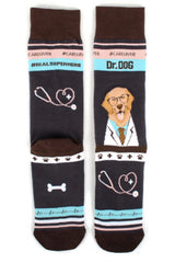 PARQUET BRAND Men’s HEALTHCARE DR. DOG Socks #CAREGIVER, VETERINARIAN SOCKS - Novelty Socks for Less