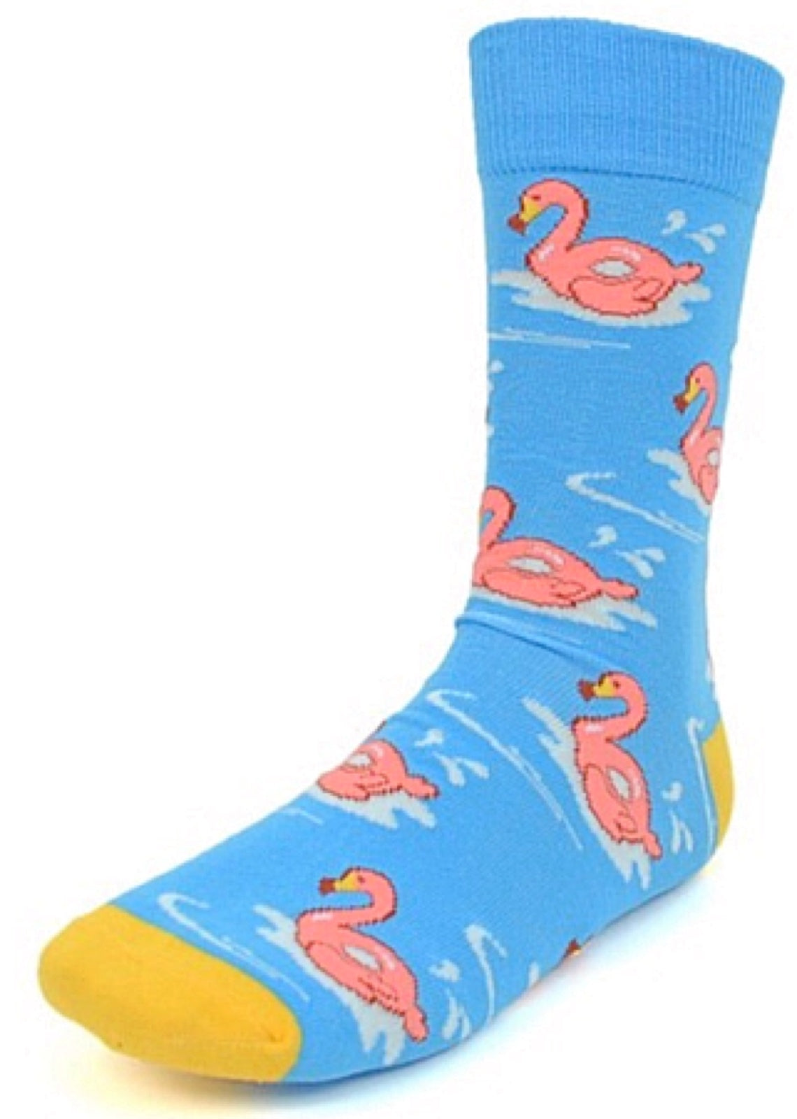 Parquet Brand Men’s GIANT PINK FLAMINGO RAFTS Socks - Novelty Socks for Less