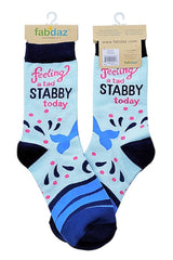 FABDAZ Brand Ladies NARWHAL Socks ‘FEELING A TAD STABBY TODAY’ - Novelty Socks for Less