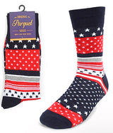 PARQUET BRAND MEN’S PATRIOTIC SOCKS RED, WHITE & BLUE - Novelty Socks for Less